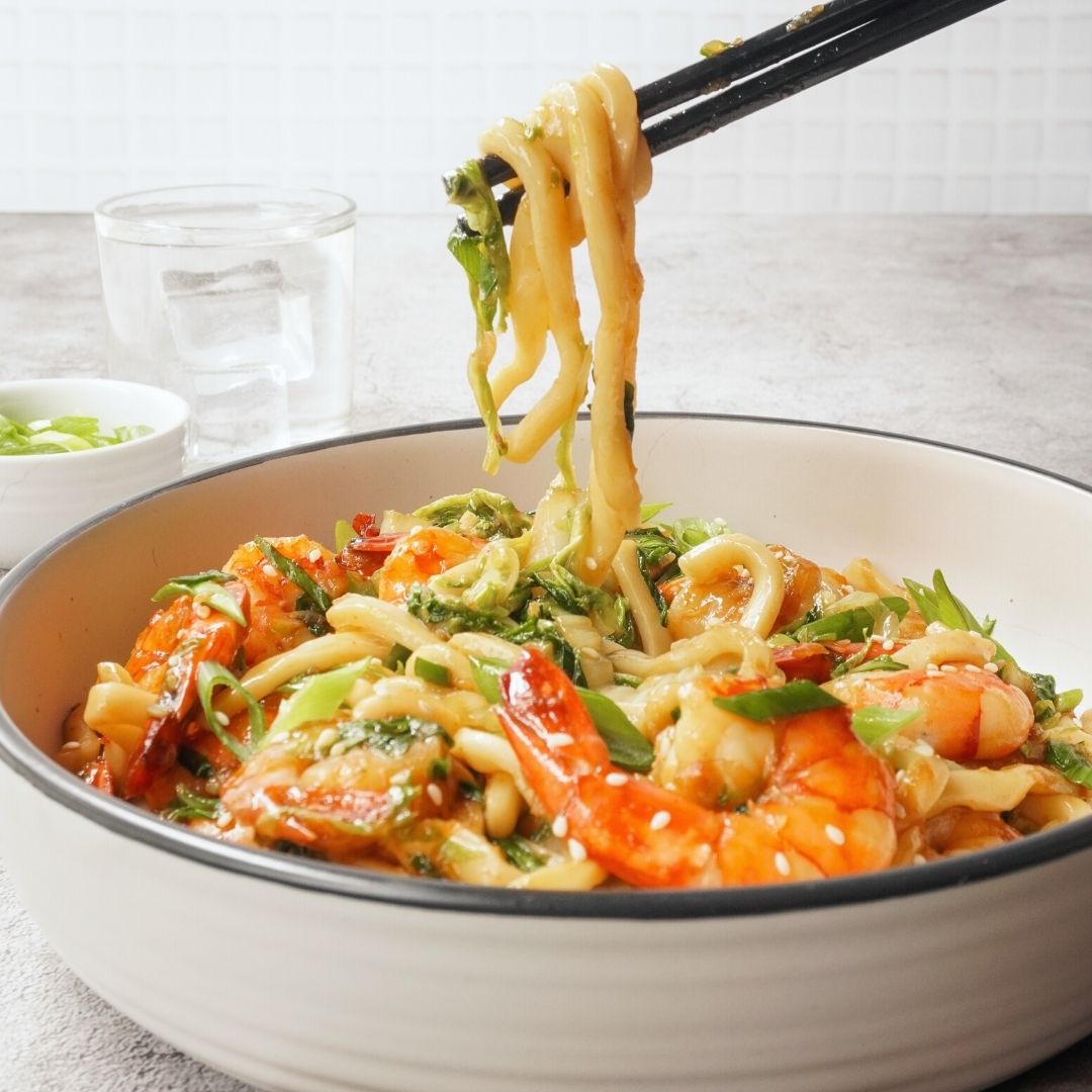 Wokka Noodles Recipes -- Garlic Prawn Udon