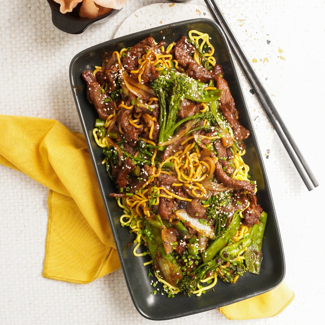 Beef with Black Bean Thin Egg Noodles