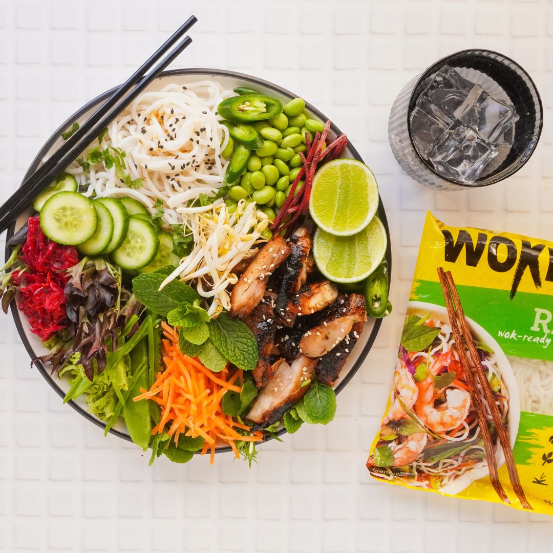 Wokka Noodles Recipes -- Chicken Rice Noodle Salad Bowl Image 2